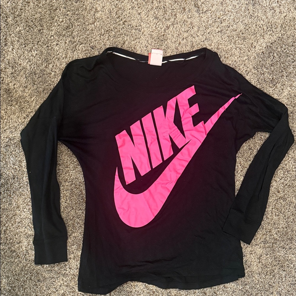 Nike Black Shirt with Vibrant Pink Logo